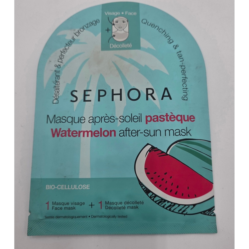 Sephora Watermelon After-Sun Mask Face and Decollete Bio-Cellulose Duo Hydrating